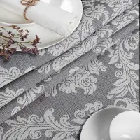 ANRO Tafelkleed Barok ornament Grijs Ovaal 160x140cm Met sierband Afwasbaar Waterafstotend