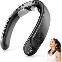 VHV - Nekventilator met 4000mAh Accu - Draagbare Halsventilator met 3 Snelheden - Handsfree Fan voor Reizen, Sport en Kantoor - Comfortabele Nek Fan - Zwart