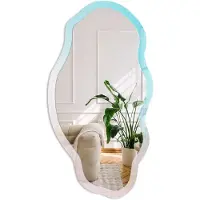 Coloray Pastelkleurige Overgang Spiegel - Blauw Rechthoekige Spiegel Met Modern Design - Organische Spiegel - Slaapkamer, Kantoor, Woonkamer - Boho - 45x90 cm - Totale afmeting 52x97 cm