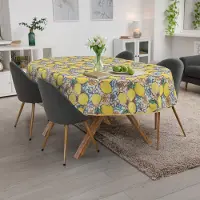 ANRO Tafelkleed Citroenen en tegels Meerkleurig Ovaal 160x140cm Met sierband Afwasbaar
