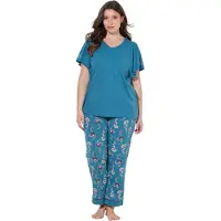 Ulla Popken Pyjama lichtblauw / petrol
