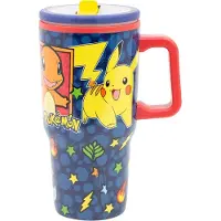Stor Pokémon Sipper drinkfles - 640 ml - Dubbelwandig RVS - Met rietje & stevig handvat - Herbruikbaar - Blauw