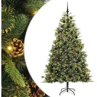 vidaXL Kunstmatige Scharnierende Kerstboom met Kegels Groen 210 cm