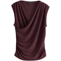Next - Dames - T-shirt met korte mouwen, drapering en V-hals - Rood