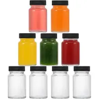 Famanu - Set van 9 glazen shotflessen 60 ml, herbruikbare kleine flesjes met brede mond en lekvrije dop – Transparant