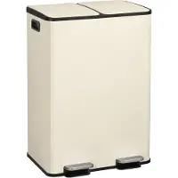 Songmics - Prullenbak - Prullenbak 2 Vakken - 2 x 30L - Met Voetpedaal en Softclose Deksel