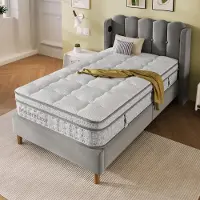 HAUSS SPOLE Matras 90x200 cm - 7-Zones Pocketvering Met Koudschuim - H3 Middelstevig Zonder Matras - Ademend En Ergonomisch - Wit