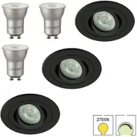 Lybardo - Inbouwspots extra klein 3-pack - Kantelbaar + LED Spot 3.5W - Dimbaar - Warmwit Licht