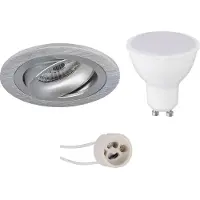 BES LED GU10 Inbouwspot Set - Mat Zilver - Inbouw Rond - Kantelbaar - Pragmi Alpin Pro - 4W - Warm Wit 3000K - Ø92mm