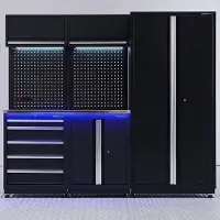 Datona Werkplaatsinrichting PREMIUM RVS met lade en deurenkast - 225 cm - Zwart