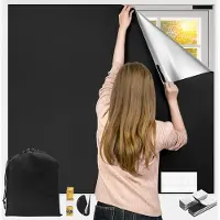VHV - Verduisterend gordijn - Blackout gordijn - Raamafdichting - Lichtdicht - Zonder boren - Draagbaar - Voor babykamer en slaapkamer - 300 x 148cm - Klittenbandsluiting - Zwart