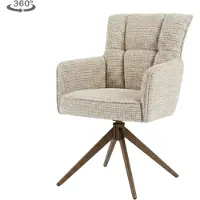 Tower Living Eetkamerstoel Bardi met armleuning draaibaar - Stof cremona 14 Beige - Anodic brown Poot