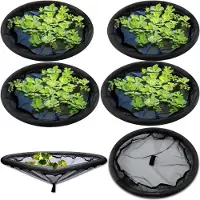 Snq 4-delige ronde drijvende plantenbarrière - 45 cm - Polyester - Beschermende hoes voor drijvende planten - Dit drijvende planteneiland voor de vijver beschermt uw waterplanten tegen vissen - Zwart