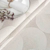 ANRO Tafelkleed Grijze cirkels Beige 140cm x 5m Rechte rand Afwasbaar Waterafstotend Binnen & Buiten