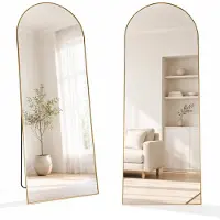 Sensahome Passpiegel - Minimalistische Design Wandspiegel - Staande Spiegel met Metalen Rand - Goud - Modern - Kleedkamer Spiegel - 150x50CM