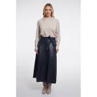 Rino & Pelle Chelsea.7502611 rino en pelle faux leather skirt with belt dark navy
