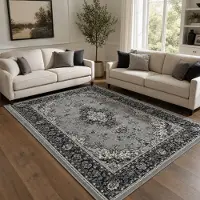 Muratap Nain klassiek vintage oosters vloerkleed medaillon zilver- 80x150 cm
