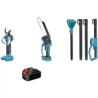 Happiq Telescopische Elektrische Kettingzaag 4-in-1 – Voor tuinieren en snoeien – Hoge tak zaag & schaar functie – Kleur: rood, inclusief 1 batterij