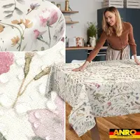 ANRO Tafelkleed Geweven structuur Beige 180x140cm Rechte rand Afwasbaar Waterafstotend