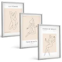 Tulup 4-Delige Schilderij Set - Lineaire silhouetten van vrouwen in minimalistische posters - 40 x 60 cm - Wanddecoratie - Muurdecoratie - Moderne Interieurdecoratie - Moderne Wanddecoratie