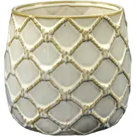Polnix Crèmekleurige keramische bloempot van 15 cm, geglazuurd, 1 stuk.