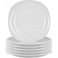 Epewex Set van 6 Witte Glazen Dessertborden, 22cm Vierkant
