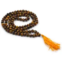 Ancient Wisdom - Edelsteen - 108 kralen mala tijgeroog met metalen ketting - kristallen pendels - edelstenen - rozenkwarts - handgemaakt
