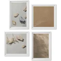 Wallfluent 4-Delige Schilderij Set - Strandstenen, Natuurlijke Structuren - 40 x 40 En 40 x 60 - Muurdecoratie - Decoratieve Schilderijen - Wohnzimmer - Moderne Wanddecoratie