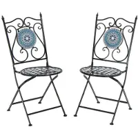 Costway 2 stoelen, inklapbaar, zitgarnituur, tuingarnituur, balkonmeubels, tuinmeubelen, zitgroep voor tuin, terras, balkon (blauw)