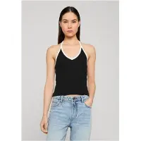 Urban Classics - Contrast Piping Neckholder Mouwloze top - M - Zwart