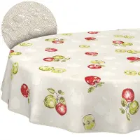ANRO Tafelkleed Appels Meerkleurig Ovaal 200x140cm Met sierband Afwasbaar Waterafstotend