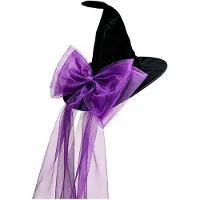 Snq Dames Heksenhoed met Lange Lintstrik – Voor Halloween - Cosplay en Verkledingsfeestjes