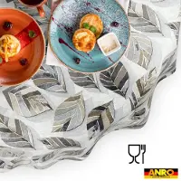 ANRO Tafelkleed Bladeren Grijs Ovaal 240x140cm Rechte rand Afwasbaar Waterafstotend Binnen & Buiten