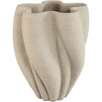Ptmd Hastin Beige Cement Wavy Ribbed Vase 3D Look L