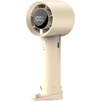 VHV -Mini Handventilator - Turbo Handventilator met 100 Snelheden en LED Display - Draagbare Ventilator met Mobiele Telefoonhouder - Oplaadbare Ventilator met Afneembare Basis - Cream Yellow