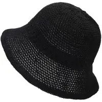 VHV -Premium Zonnehoed Dames - UPF 52+ UV-bescherming Strohoed - Opvouwbare Vissershoedje met Brede Rand - Elegant Bucket Hat voor Outdoor Kamperen, Strand en Reizen - Zwart