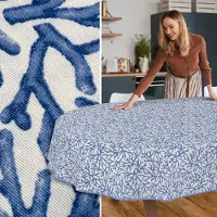 ANRO Tafelkleed Koraal Blauw Ovaal 260x140cm Met sierband Afwasbaar Waterafstotend Binnen & Buiten
