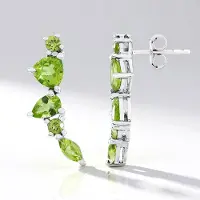 Cavill - 925 Sterling Zilver Oorbellen - 3,22 ct Peridoot Groen - Druppel, Triljant, Marquise Slijpvorm - Elegante Dames