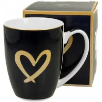 Duo Klassieke Mok 360ml Marineblauw met Gouden Hartje