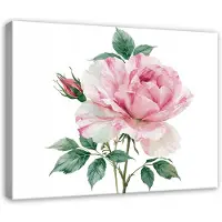 WALLARENA - Schilderij op canvas 60x40 cm - canvas schilderij - roze en witte roos - voor slaapkamer en woonkamer - op doek