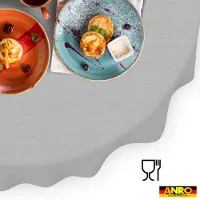 ANRO Tafelkleed Effen linnenlook Grijs Ovaal 260x140cm Rechte rand Afwasbaar Waterafstotend