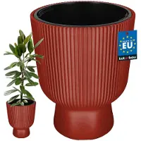 KOTARBAU Bloempot - Plantenpot Ø 39 cm - met Binnenpot - Geribbelde Plantenbak - Plantenpot met Voet - Plantenbak - Kunststof - H: 49 cm - Baksteen