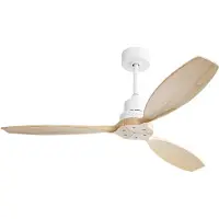 HAUSS SPOLE Plafondventilator – 132 cm – 6 Snelheden Met Afstandsbediening – Metaal En Hout – Wit – Zonder Verlichting