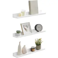 Famanu – Set van 3 hangende wandplanken, 60 cm lang, zwevende planken voor woonkamer, kantoor en badkamer, wit