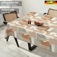 ANRO Tafelkleed Bloemenpatroon Beige 220x140cm Met sierband Afwasbaar Waterafstotend Binnen & Buiten