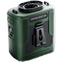 Snq Heupventilator - Draagbare Heupventilator 3-in-1 - Oplaadbaar - Persoonlijke Koelventilator - 6000MAh - Clipvest of Riem - 5 Snelheden - Voor Buiten, Wandelen en Kamperen - Groen