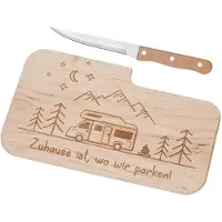 Westfalia Snijplank Camping met mes van elzenhout 26 x 15 cm