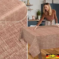 ANRO Tafelkleed Effen linnenlook Rood 140x100cm Rechte rand Afwasbaar Waterafstotend Binnen & Buiten
