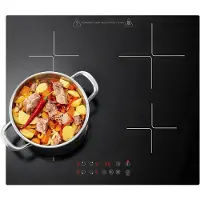 SP Inductie Kookplaat - Ingebouwde Inductiekookplaat - Inductiekookplaat met 4 zones - Zwart - 52cm x 59cm x 6cm