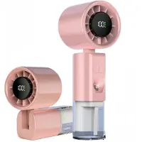 VHV - Handventilator - Mini ventilator - Draagbare ventilator - Met watervernevelaar - 5 snelheden - Oplaadbaar - Voor op reis, kantoor en vakantie - Roze